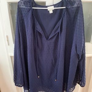 Navy Blue Sheer Blouse
